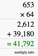 How to calculate 653 times 64 using long multiplication How to calculate 653 times 64 using long multiplication