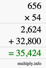 How to calculate 656 times 54 using long multiplication