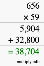 How to calculate 656 times 59 using long multiplication