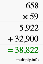 How to calculate 658 times 59 using long multiplication