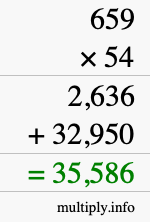 How to calculate 659 times 54 using long multiplication