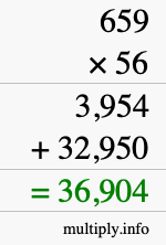 How to calculate 659 times 56 using long multiplication