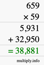 How to calculate 659 times 59 using long multiplication