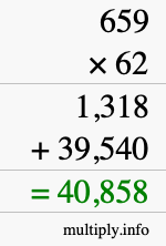 How to calculate 659 times 62 using long multiplication