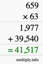 How to calculate 659 times 63 using long multiplication