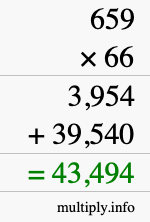 How to calculate 659 times 66 using long multiplication