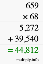 How to calculate 659 times 68 using long multiplication
