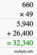 How to calculate 660 times 49 using long multiplication