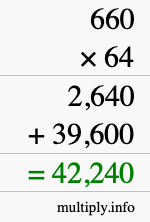 How to calculate 660 times 64 using long multiplication How to calculate 660 times 64 using long multiplication