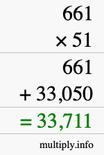 How to calculate 661 times 51 using long multiplication How to calculate 661 times 51 using long multiplication