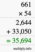 How to calculate 661 times 54 using long multiplication