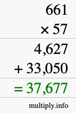 How to calculate 661 times 57 using long multiplication