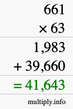 How to calculate 661 times 63 using long multiplication