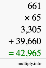 How to calculate 661 times 65 using long multiplication