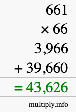 How to calculate 661 times 66 using long multiplication