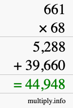 How to calculate 661 times 68 using long multiplication