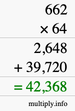 How to calculate 662 times 64 using long multiplication How to calculate 662 times 64 using long multiplication