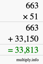How to calculate 663 times 51 using long multiplication