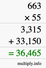 How to calculate 663 times 55 using long multiplication How to calculate 663 times 55 using long multiplication