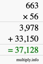 How to calculate 663 times 56 using long multiplication