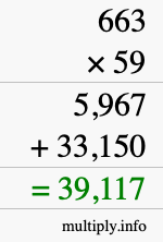 How to calculate 663 times 59 using long multiplication