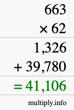 How to calculate 663 times 62 using long multiplication
