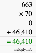How to calculate 663 times 70 using long multiplication