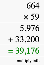 How to calculate 664 times 59 using long multiplication
