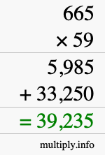 How to calculate 665 times 59 using long multiplication