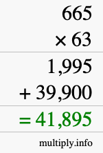 How to calculate 665 times 63 using long multiplication