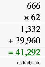 How to calculate 666 times 62 using long multiplication
