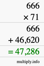 How to calculate 666 times 71 using long multiplication