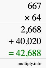 How to calculate 667 times 64 using long multiplication How to calculate 667 times 64 using long multiplication