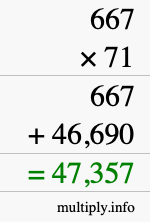 How to calculate 667 times 71 using long multiplication