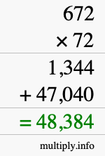 How to calculate 672 times 72 using long multiplication