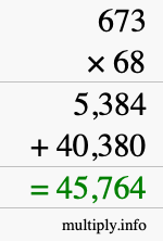 How to calculate 673 times 68 using long multiplication