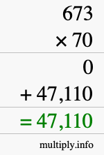 How to calculate 673 times 70 using long multiplication