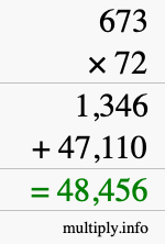 How to calculate 673 times 72 using long multiplication