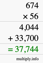 How to calculate 674 times 56 using long multiplication
