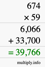 How to calculate 674 times 59 using long multiplication