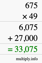 How to calculate 675 times 49 using long multiplication