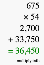 How to calculate 675 times 54 using long multiplication