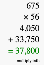 How to calculate 675 times 56 using long multiplication