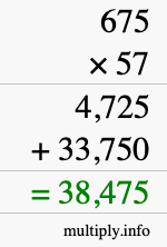 How to calculate 675 times 57 using long multiplication