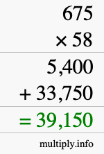 How to calculate 675 times 58 using long multiplication