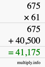 How to calculate 675 times 61 using long multiplication How to calculate 675 times 61 using long multiplication