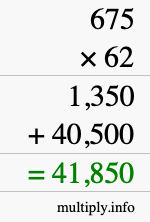 How to calculate 675 times 62 using long multiplication