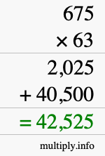 How to calculate 675 times 63 using long multiplication