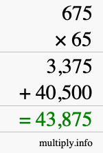 How to calculate 675 times 65 using long multiplication
