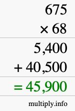 How to calculate 675 times 68 using long multiplication